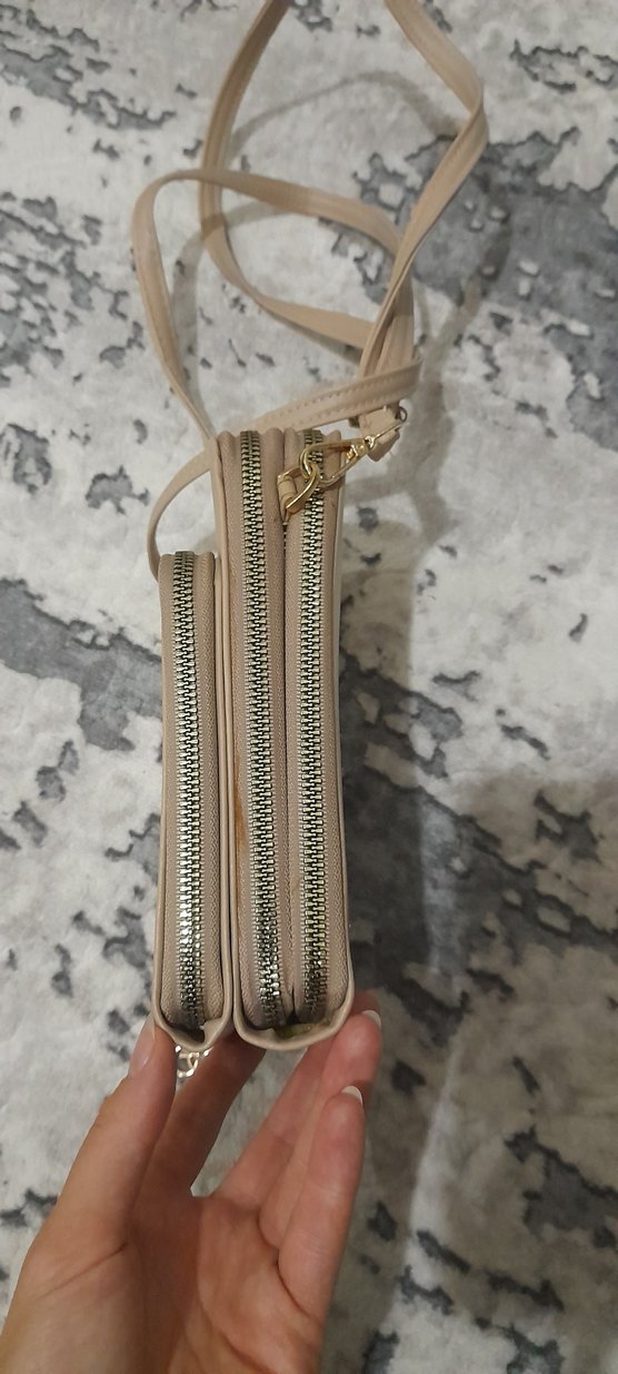 Yılan Desenli Bej Deri Kadın Çapraz Çanta - Görsel 2