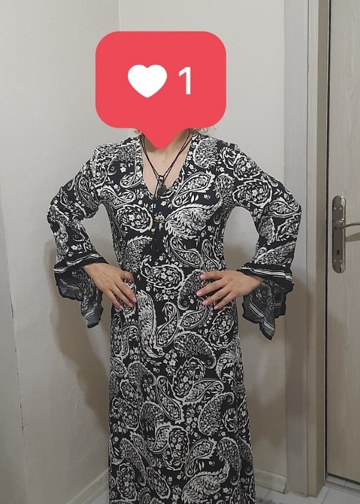 Kolları Volanlı Elbise - Görsel 3