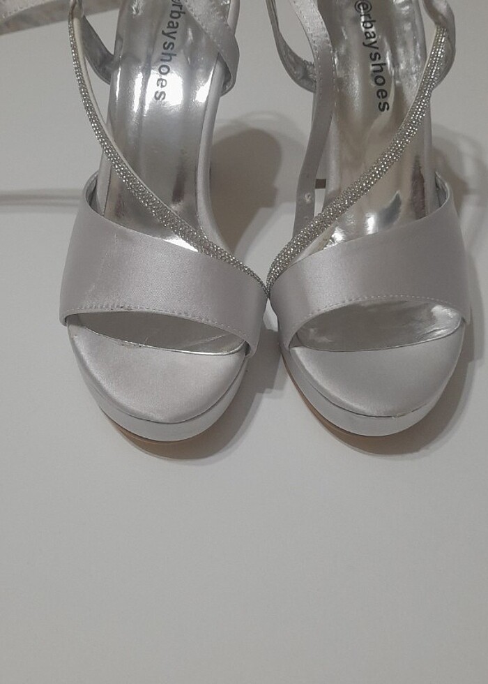 Gümüş Taşlı Topuklu Ayakkabı - Görsel 2