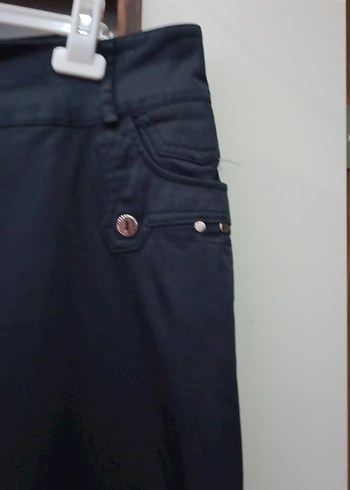 48 Beden Düğmeli lacivert Midi Denim Etek