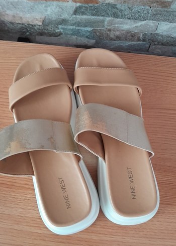 39 Beden Nine West Bej Kadın Dolgu Topuk Terlik