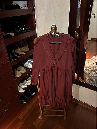 m Beden Zara bordo günlük elbise