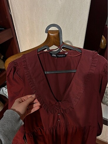 m Beden bordo Renk Zara bordo günlük elbise