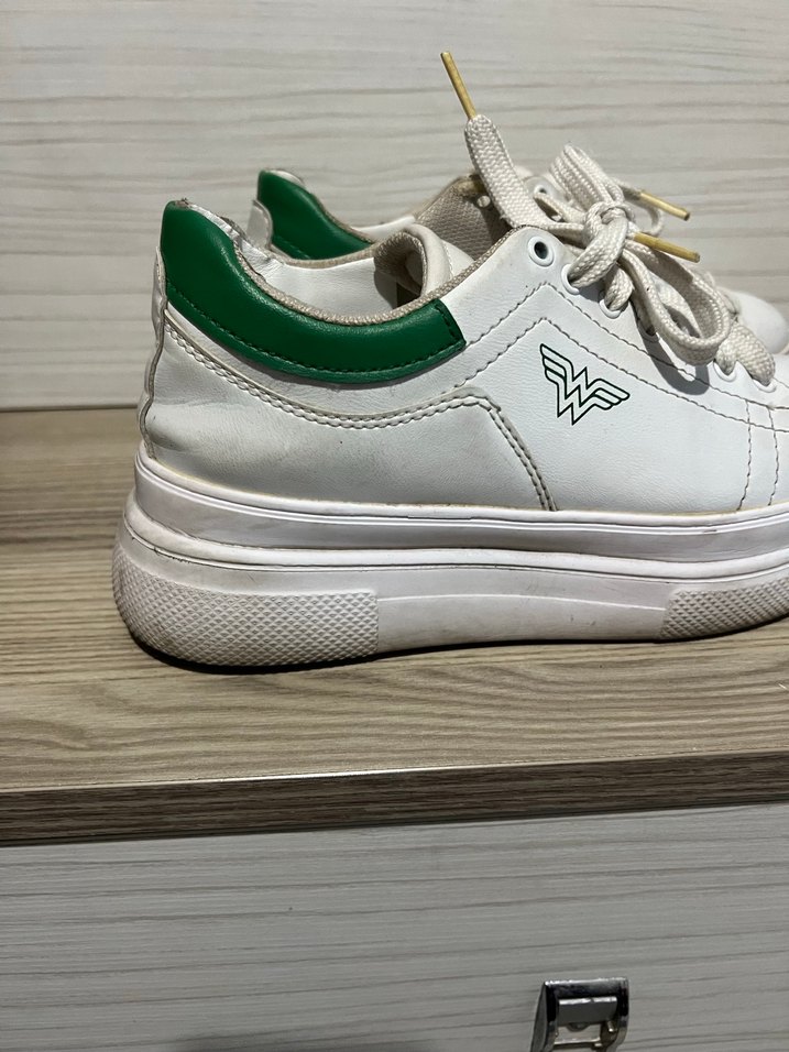 Beyaz Bağcıklı Kadın Platform Spor Ayakkabı - Görsel 2