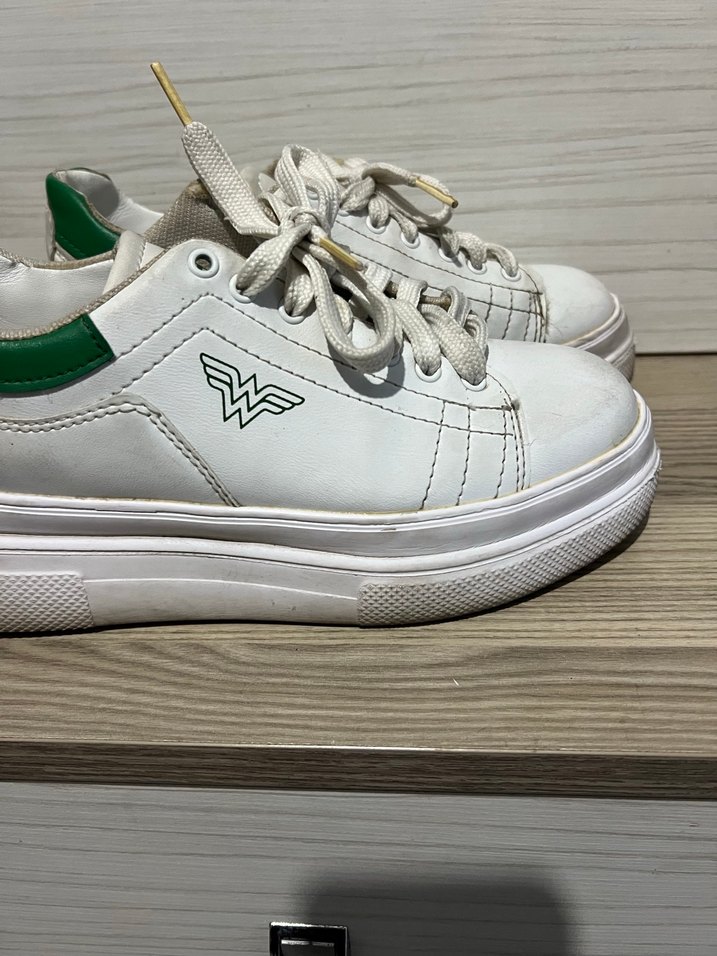 Beyaz Bağcıklı Kadın Platform Spor Ayakkabı - Görsel 3