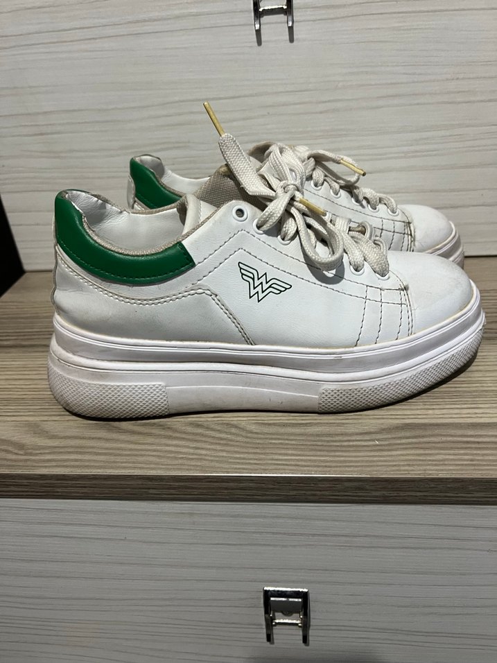 Beyaz Bağcıklı Kadın Platform Spor Ayakkabı - Görsel 4