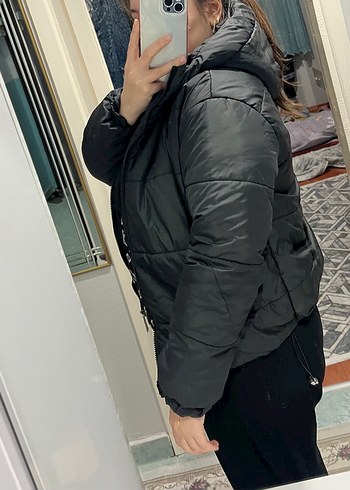 Siyah Fermuarlı Kadın Kışlık Mont - Görsel 3