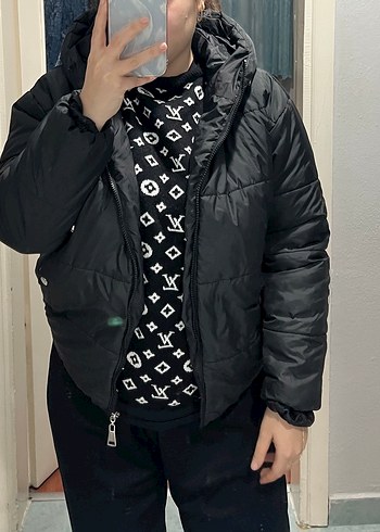 Siyah Fermuarlı Kadın Kışlık Mont - Görsel 5