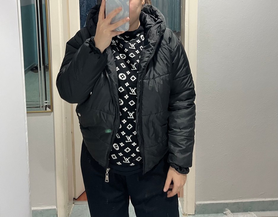 Siyah Fermuarlı Kadın Kışlık Mont - Görsel 5