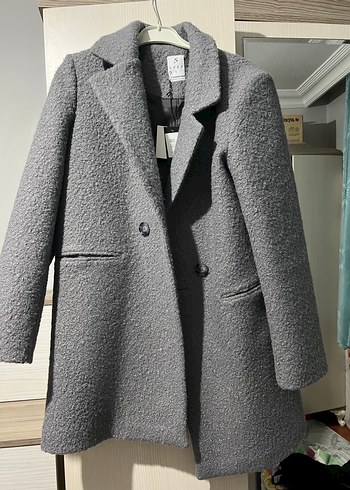 Gri Kısa Tek Düğmeli Kaban - Görsel 3