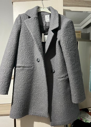 Gri Kısa Tek Düğmeli Kaban - Görsel 4