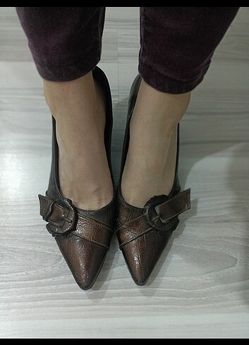 Kahverengi Vintage Topuklu Ayakkabı 