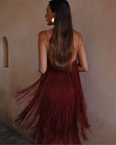 m Beden bordo Renk Zara Elbise