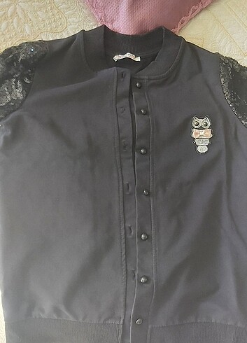 Siyah pullu kız çocuk hırka  - Görsel 6