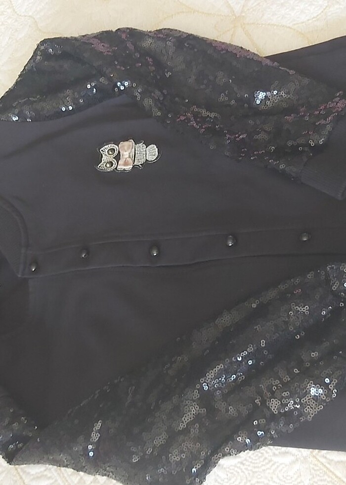 Siyah pullu kız çocuk hırka  - Görsel 4