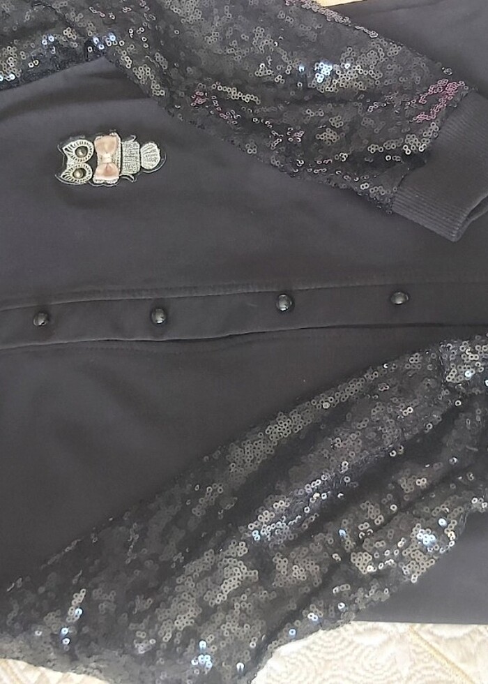 Siyah pullu kız çocuk hırka  - Görsel 5