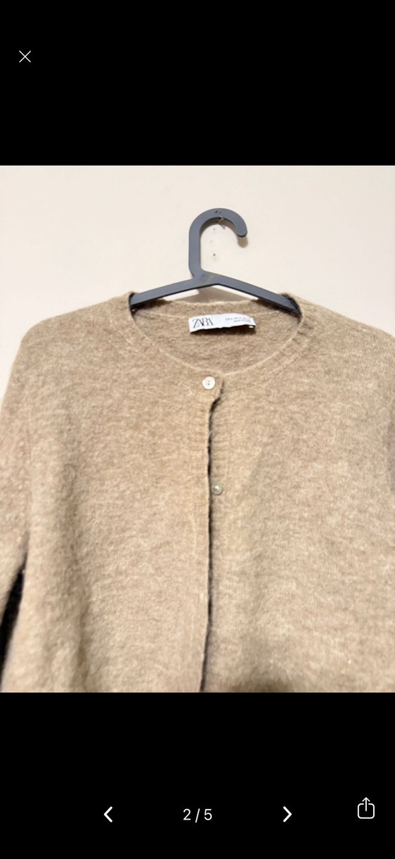 Zara Bej Örgü Kadın Hırka Uzun Kollu - Görsel 2