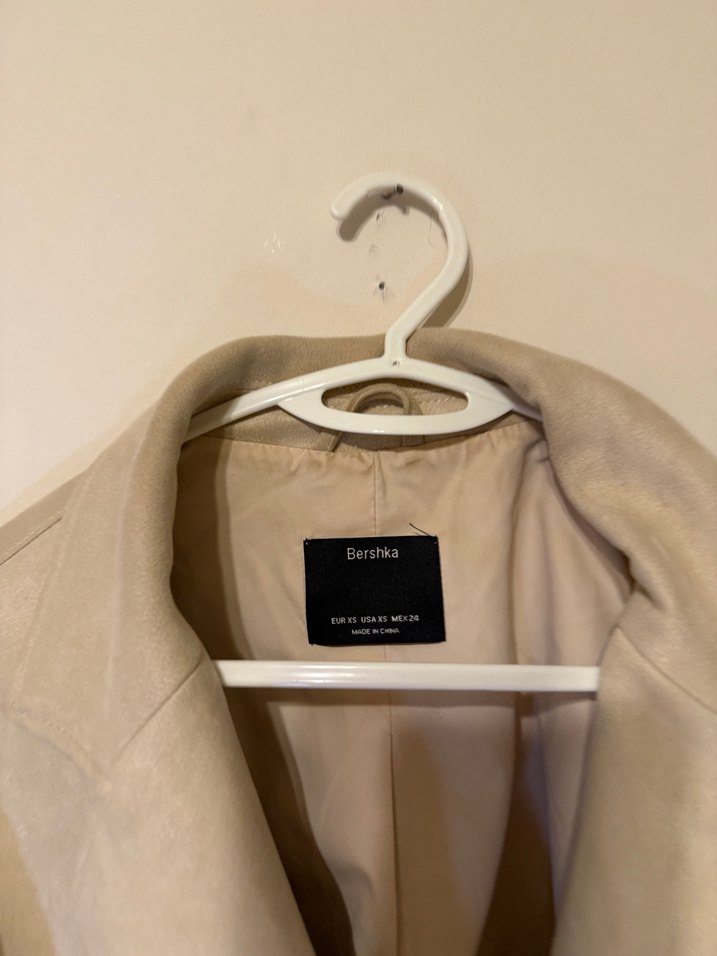 Bershka Bej Süet Püsküllü Kısa Kadın Deri Ceket - Görsel 3