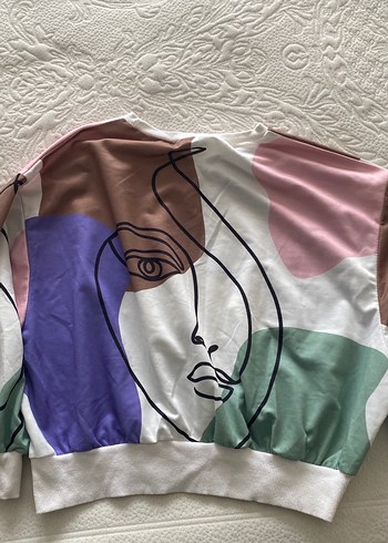 Kadın Çok Renkli Baskılı Salaş Sweatshirt - Görsel 2