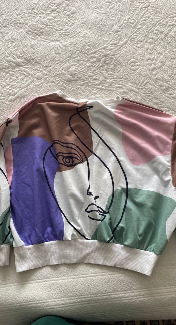 Kadın Çok Renkli Baskılı Salaş Sweatshirt - Görsel 2