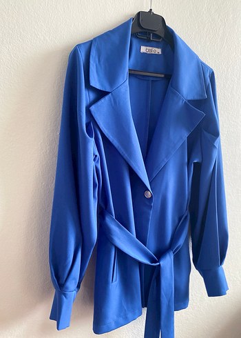 Mavi Kuşaklı Kadın Blazer Ceket - Görsel 3