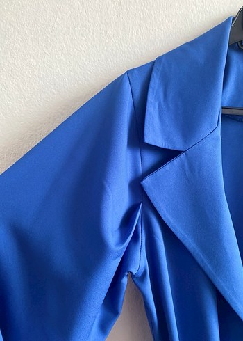 Mavi Kuşaklı Kadın Blazer Ceket - Görsel 4