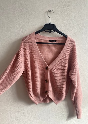 Düğmeli V Yaka Bej Kadın Hırka - Görsel 2