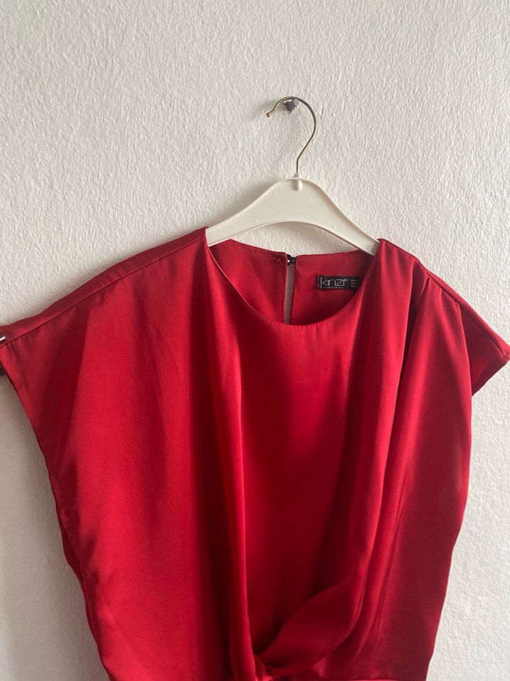Kırmızı Drapeli Kolsuz Mini Bluz - Görsel 2