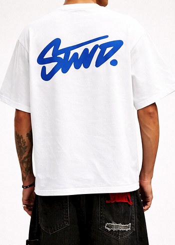 Pull&Bear Beyaz SMR Baskılı Oversize Erkek Tişört - Görsel 2