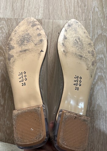 38 Beden ten rengi Renk Şeffaf Kristal Detaylı Kadın Mini Topuklu Ayakkabı babet