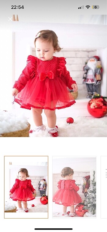 9-12 Ay Beden kırmızı Renk Kız bebek kırmızı elbise