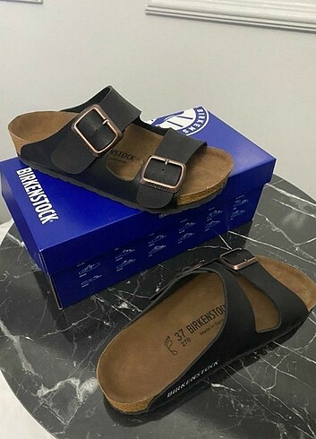 Siyah çift toka mantar taban birkenstock