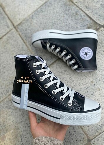 su geçirmez siyah yüksek taban Converse