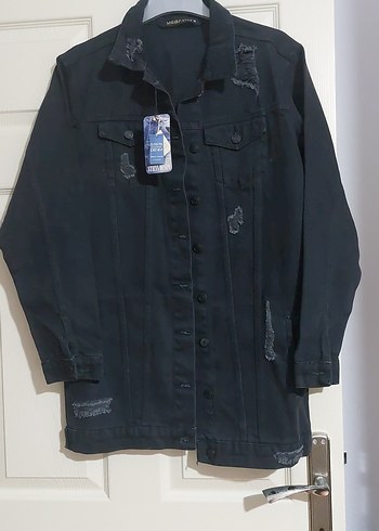 Siyah Düğmeli Rahat Kesim Kadın Kot Ceket - Görsel 3