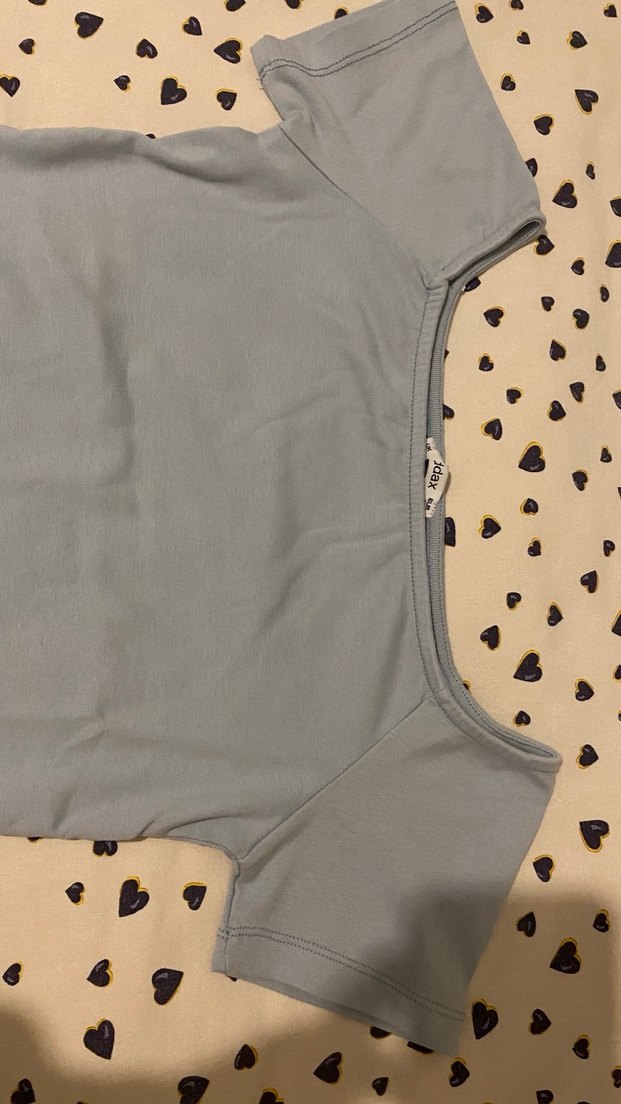 Addax Kadın mavi bluz crop kayık yaka - Görsel 4