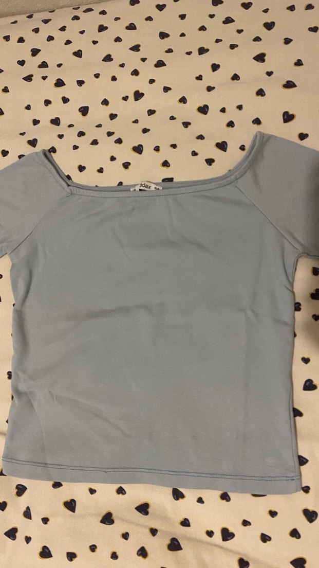 Addax Kadın mavi bluz crop kayık yaka - Görsel 2