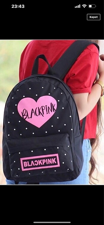 Kız çocuk orta okul lise blackpink çanta