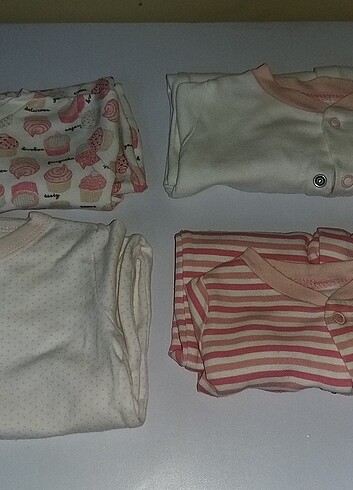 3 Ay Beden çeşitli Renk 4 adet 3-6 ay Kız Bebek Tulum