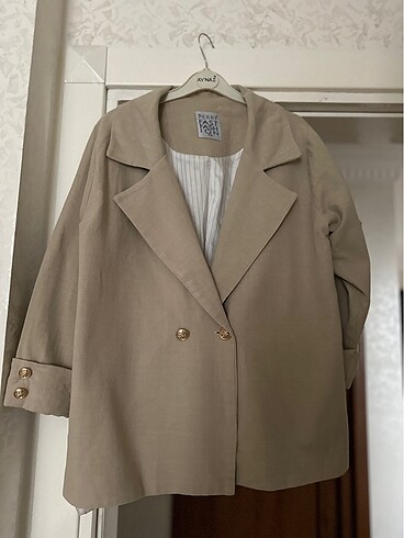 Bej rengi Keten blazer ceket