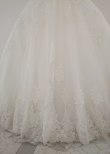 Askısız Midi A Kesim Dantel Gelinlik - Görsel 4