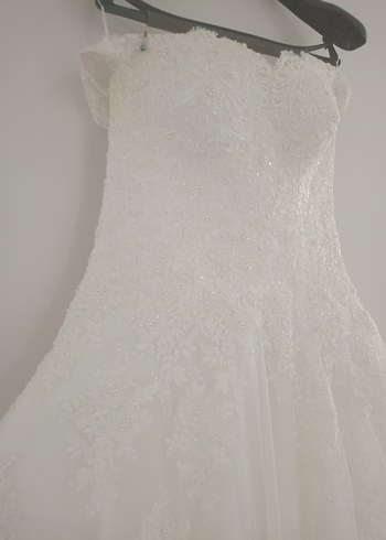 Askısız Midi A Kesim Dantel Gelinlik - Görsel 3