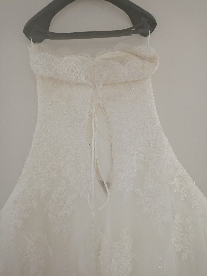 Askısız Midi A Kesim Dantel Gelinlik - Görsel 5