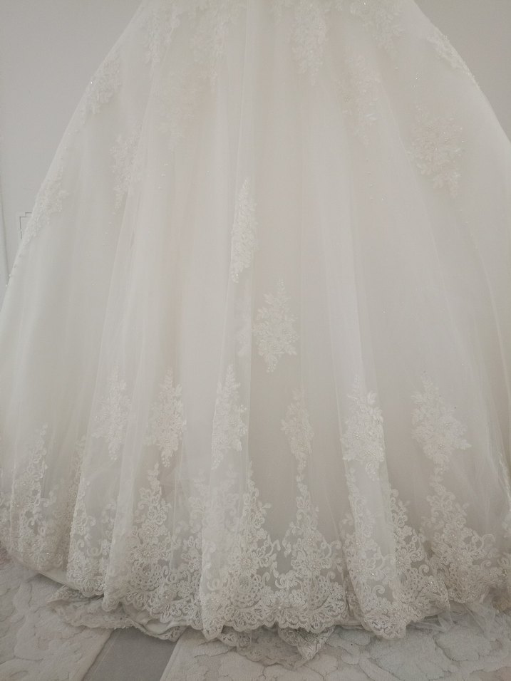 Askısız Midi A Kesim Dantel Gelinlik - Görsel 4