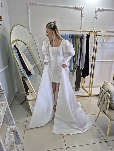 Özel dikim kuyruklu nişan nikah elbisesi - Görsel 6