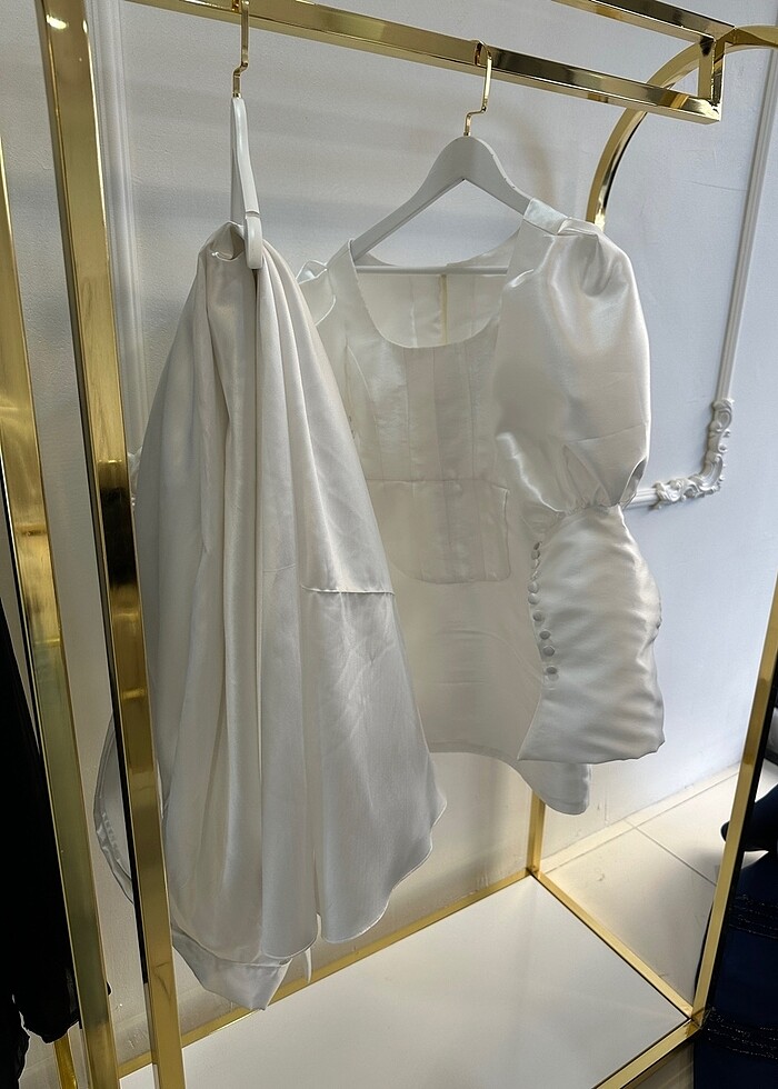 Özel dikim kuyruklu nişan nikah elbisesi - Görsel 4