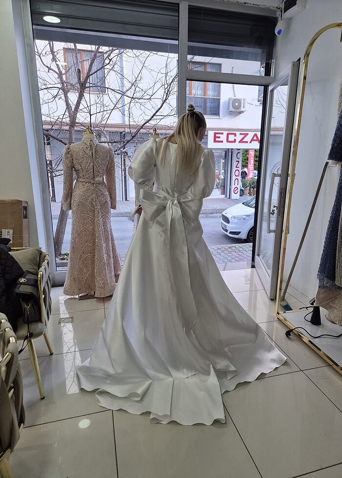 Özel dikim kuyruklu nişan nikah elbisesi - Görsel 5