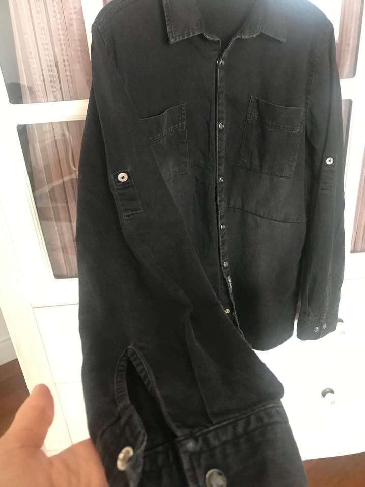 Siyah Erkek Kot gömlek - Görsel 3