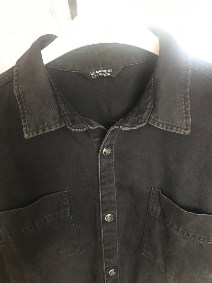 Siyah Erkek Kot gömlek - Görsel 2