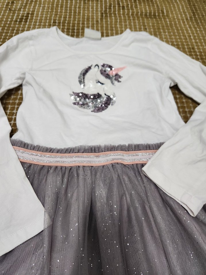 Kız Çocuk Uzun Kollu Gri Pilili Elbise - Görsel 2