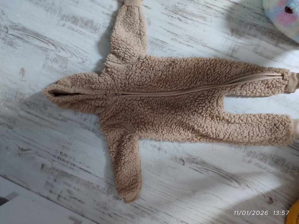 Kız & Erkek Çocuk Bej Yumuşak Tulum Mont  1yaş - Görsel 2